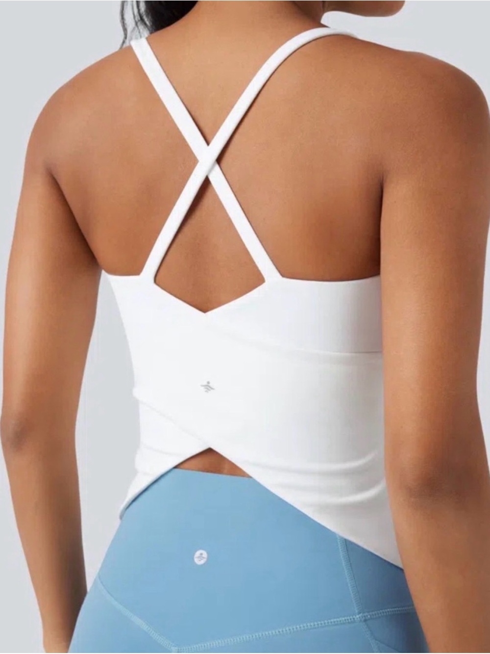 HALARA White Cross-Back Sports Bra Tank